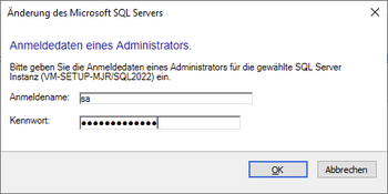 Screenshot der Anmeldung am Server