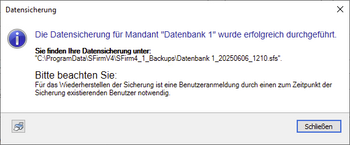 Screenshot Abschluss der Migration